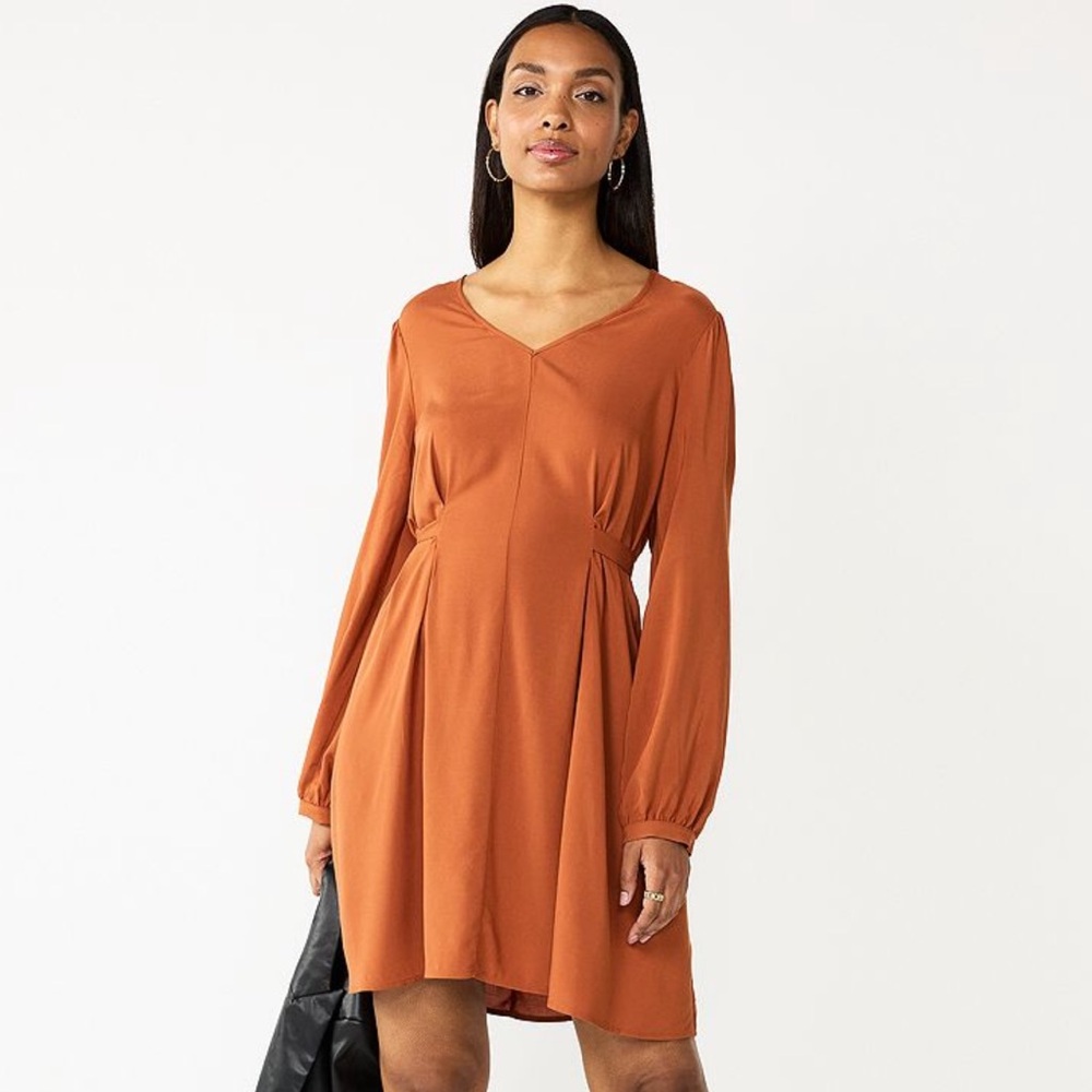 Nine West Knot-Back Long Sleeve Dress